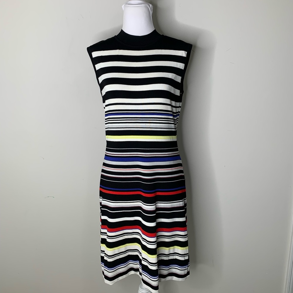 BN6 Halogen Cocktail Party Dress Stripe Sleeveless Women Small